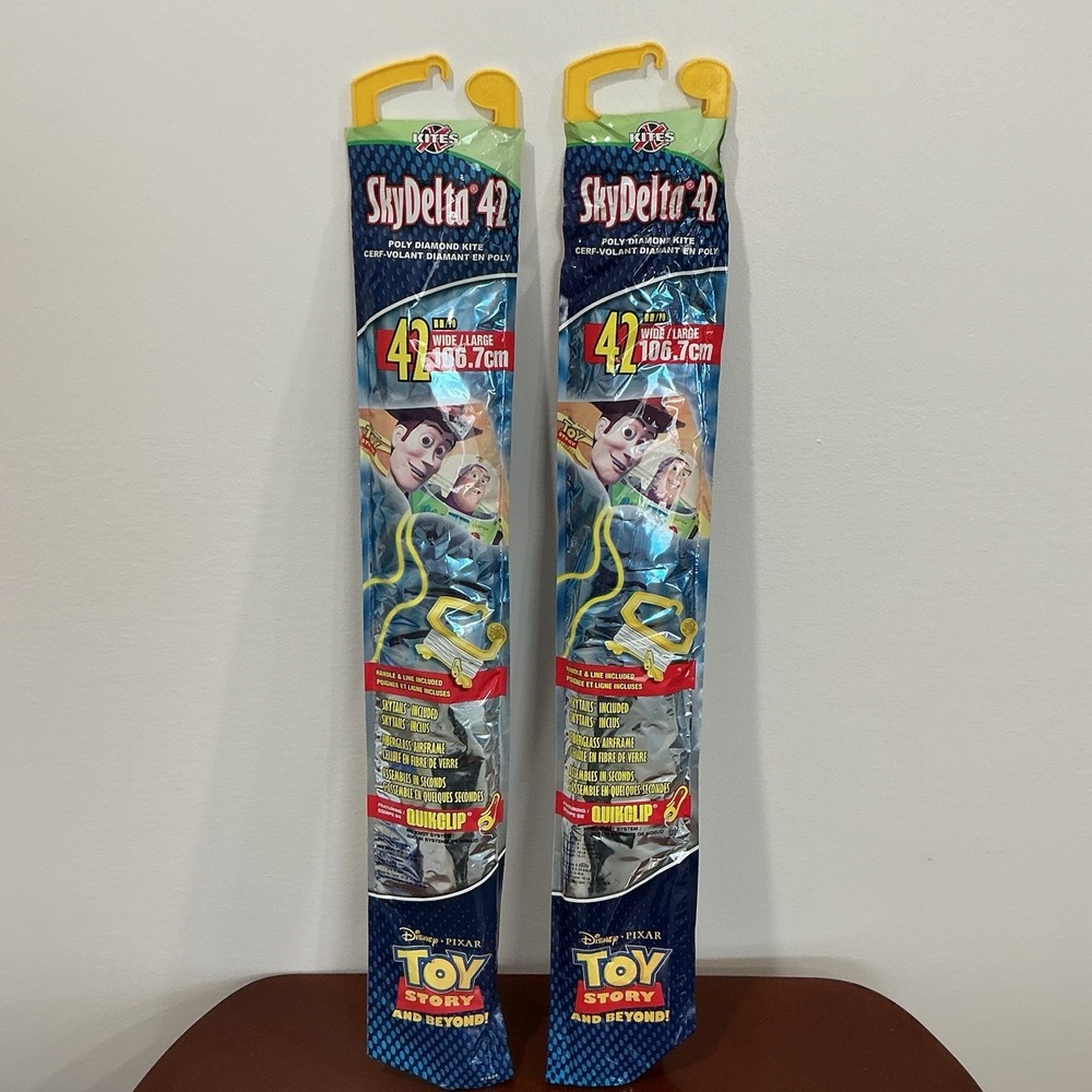 Vintage X Kites 42 Inch Sky Delta Pixar Buzz Lightyear And Woody Disney Lot Of 2